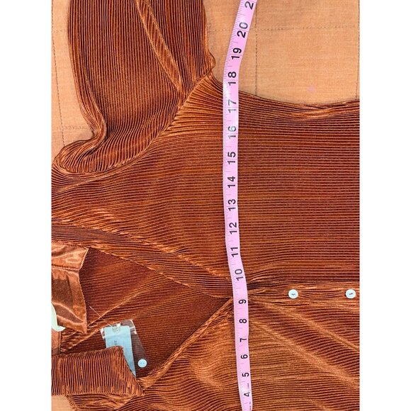 NWT Anthropologie Dolan Lettuce Hem Button Down Top Brown Size XS - Picture 10 of 12